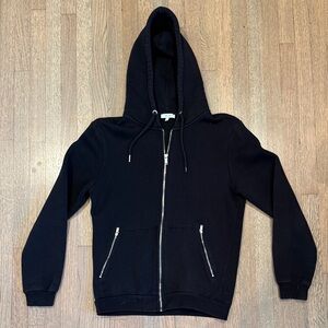 Reiss Black Zip-Up Hoodie with Silver Zippers